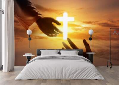 Jesus Christ giving a helping hand to humans Wall mural