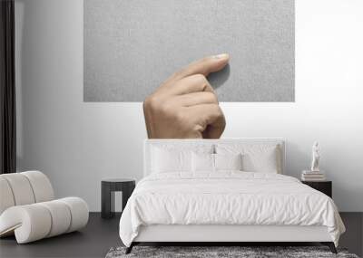 Male hands holding empty paper Wall mural