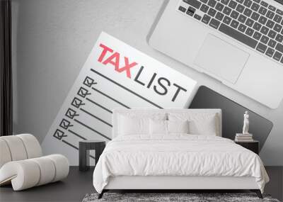 Tax list for paid on the paper Wall mural