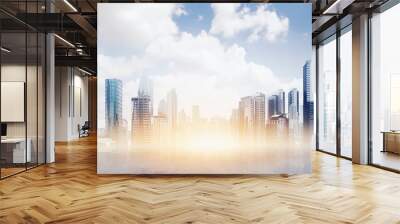 transparent floor with modern building and skyscraper Wall mural