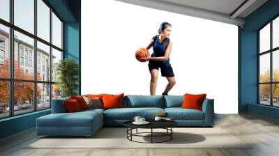 Young asian girl playing basketball Wall mural