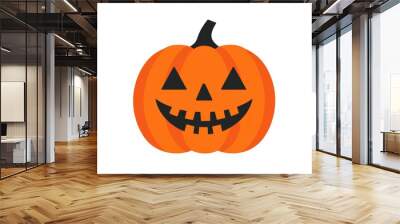 Minimalist jack o lantern icon with a carved face suitable for digital stickers Halloween themed icons or festive fall graphics for web and social media Wall mural