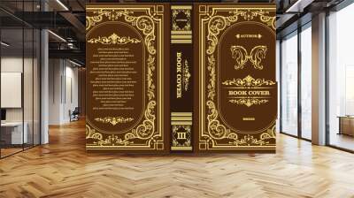 Old book cover design elements. Color vector illustration Wall mural