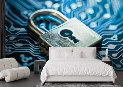 Online protection leverages secure operations with virus caution in mobile, enhancing digital privacy, data control, authentication, and cloud security threats. Wall mural