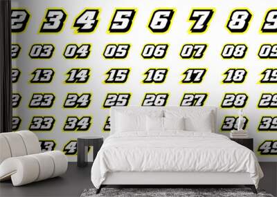 Racing Number, Set of Start Racing number, sport race number Wall mural