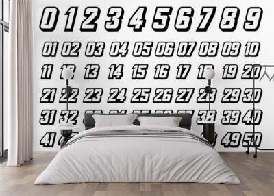 Racing Number, Set of Start Racing number, sport race number Wall mural