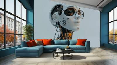 Sleek humanoid robot peers into the future of technology embodying innovation in artificial intelligence and robotics Wall mural