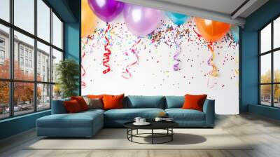 Stylish Multicolored Party: Vibrant Peach and Blush with Upbeat, Confetti-Filled Celebration Decoration Wall mural