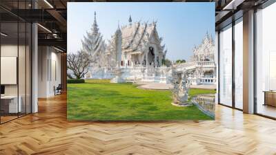 Buddhist Temple Wat Rong Khun, Thailand, Magnificent architecture of Asia Wall mural