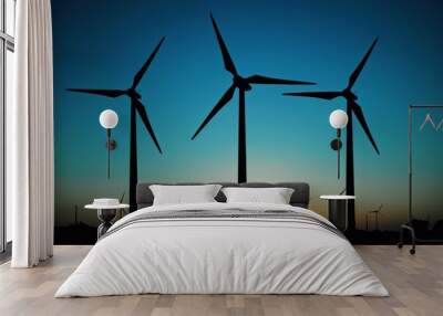 Wind turbines at dusk renewable energy eco friendly technology green power sustainable environment sunset clean energy environmental consciousness serene silhouette Wall mural