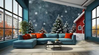 Christmas winter  background of Catholics church Wall mural