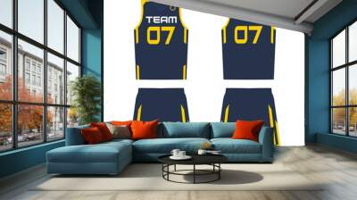 Basketball jersey, shorts, template for basketball club. Front and back view sport uniform. Wall mural