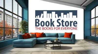 Book Store Logo. Education and book emblem. Vector illustration. Wall mural