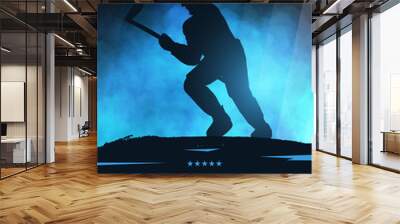 Ice Hockey poster with player and Stick. Wall mural