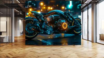 Futuristic motorcycle wallpaper. Wall mural