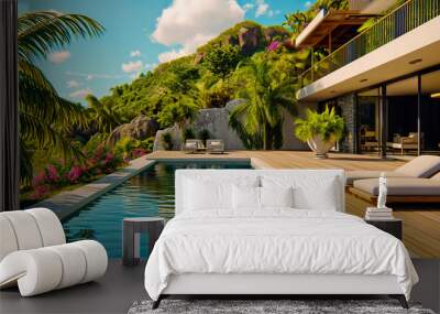 Luxury villa, private beach access, tropical opulence. Wall mural