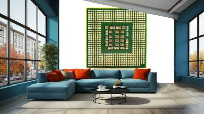 Macro shot of computer processor isolated on white background. Wall mural