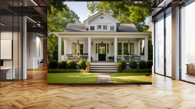 Southern home with inviting front porch and expensive kind. A typical American home. Wall mural