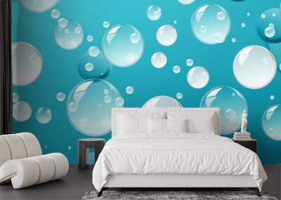 White Soap Bubbles on Green Background, Abstract Image, Texture, Pattern, Wallpaper, Cover and Screen of Smartphone, Cell Phone, Computer, Laptop, 9:16 and 16:9 Format Wall mural