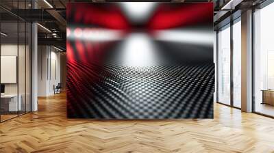 Studio interior with carbon fiber texture. Modern carbon fiber textured red black interior with light. Background for mounting, product placement. Vector background, template, mockup. Wall mural