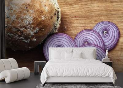 Bread and onion Wall mural