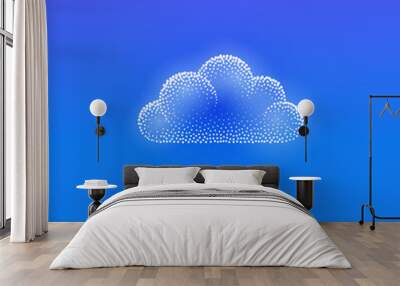 Cloudy 3d icon with transparent effect. Halftone weather simple icon with minimalistic cloud shape.  Dots textured cloud illustration. Wall mural