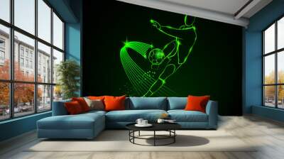 glowing football player who hit the ball Wall mural