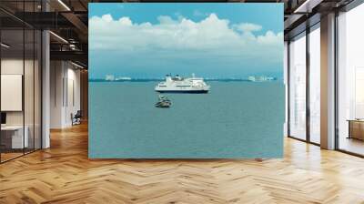 Cruise ship sailing in the middle of the sea Wall mural