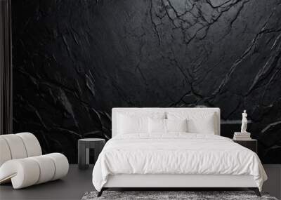 A black marble background with a rough texture of black and marble texture wallpaper banner. Wall mural