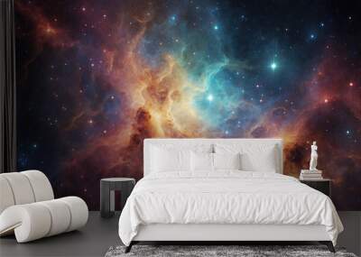 Abstract colorful space galaxy cloud nebula background with stars, Milky Way, and stardust color galaxy. Wall mural