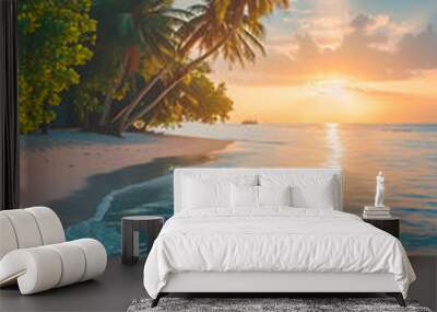 Serene Island Beach: A Confetti of Nature's Vibrant Colors & Tranquil Beauty Wall mural