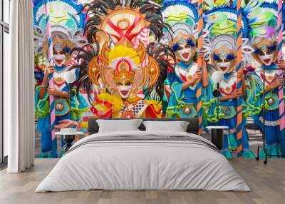 Colorful smiling mask of Masskara Festival, Bacolod City, Philippines Wall mural