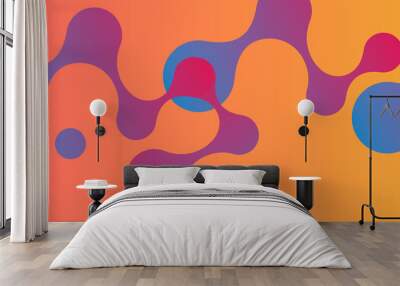 Abstract connected dots. Simple technology graphic background and vector banner design Wall mural