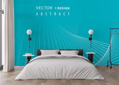 Abstract geometry lines pattern. Vectr connect square background Wall mural