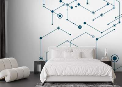 Abstract vector connection hexagons and social network background Wall mural