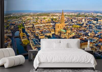 Aerial view of Strasbourg Cathedral in Alsace, France Wall mural