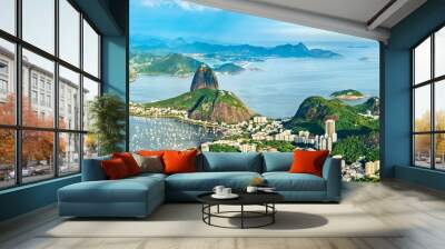 Cityscape of Rio de Janeiro from Corcovado in Brazil Wall mural