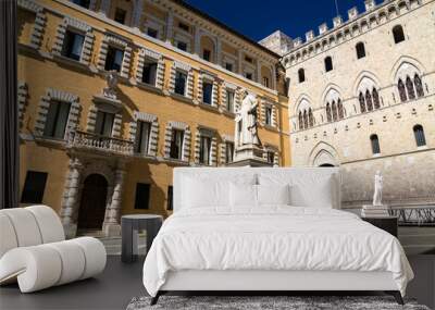 Monument to Sallustio Bandini and Palazzo Salimbeni in Siena, Italy Wall mural