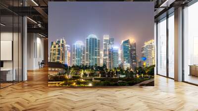 Night panorama of Jakarta, the capital of Indonesia Wall mural