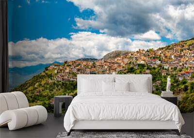 Pamoramic view of Arachova town in Greece Wall mural