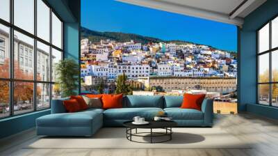 Panorama of Moulay Idriss Zerhoun town in Morocco Wall mural