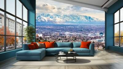 Panorama of Salt Lake City in Utah Wall mural