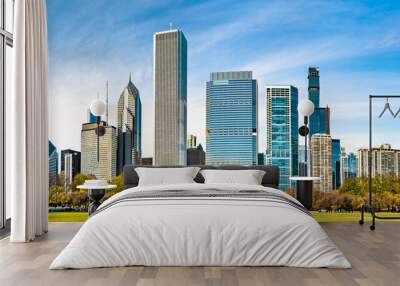 Skyline of Chicago at Grant Park in Illinois - United States Wall mural