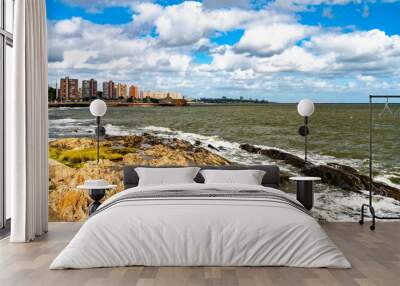 Skyline of Montevideo at the Rio de la Plata, Uruguay Wall mural