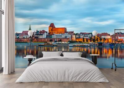 Skyline of Torun old town in Poland Wall mural