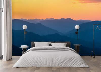 Sunset over mountains in South Mexico Wall mural