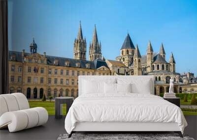 The city hall and the Abbey of Saint-Etienne in Caen, France Wall mural