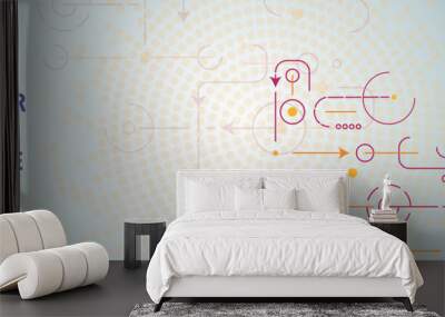 Creative illustration with geometric shapes and lines and arrows. Vector technology design. Connect creative background Wall mural