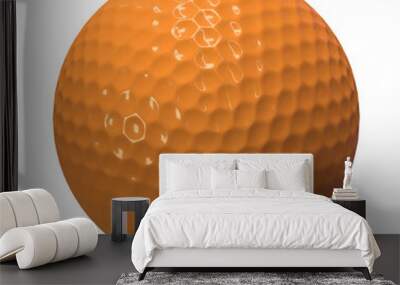 Golf ball orange color, 3d render Wall mural