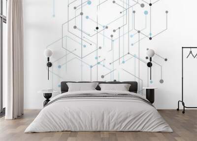 Hexagon technology connect in modern style on white background. Internet connection network high digital technology. Abstract background technology graphic design. Vector template Wall mural